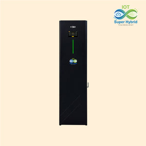 Black electronic device with green accents on a beige background, featuring 'IOT Super Hybrid Technology' logo.